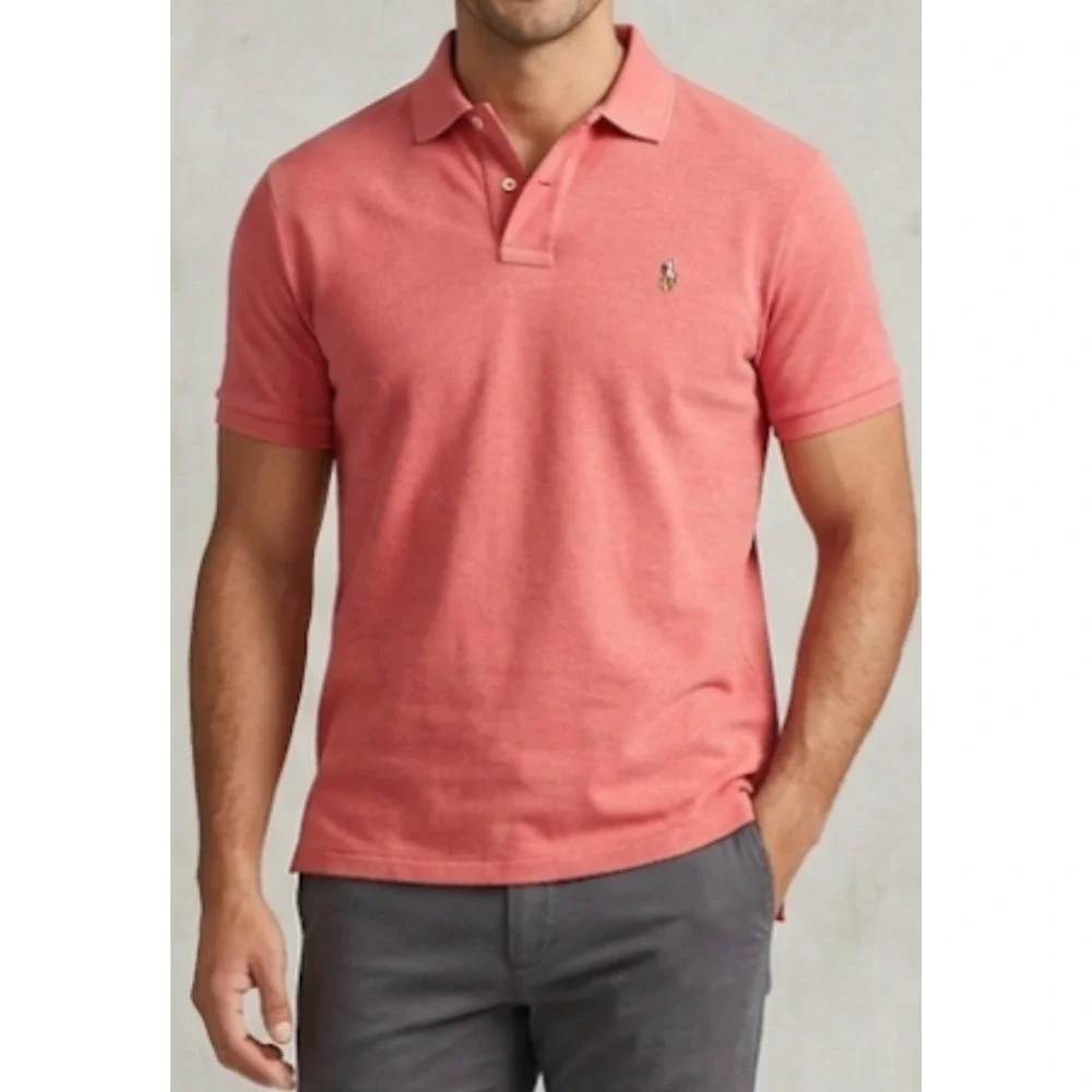 Polo Ralph Lauren Men's Custom Classic Fit Short Sleeve Polo Shirt Coral Size M